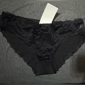 Lace Trim Black Panties